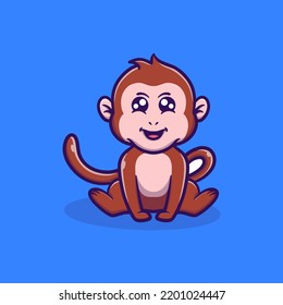 cute monkey vector icon illustration