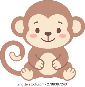Cute Monkey vector illustration character cartoon style isolated on white