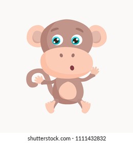Cute monkey vector illustration. Flat design.