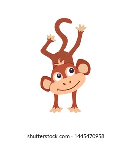 Cute monkey vector illustration. Flat design.