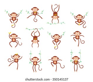 cute monkey vector set