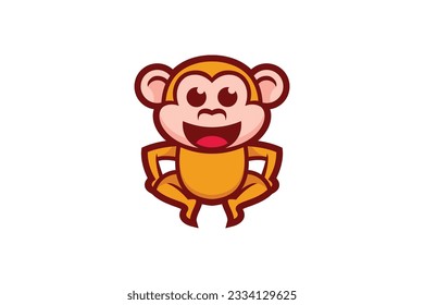 cute monkey vector template logo design