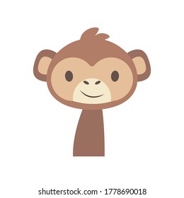 Cute monkey vetor illustration, isolated on white background