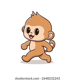 cute monkey walking cartoon illustration