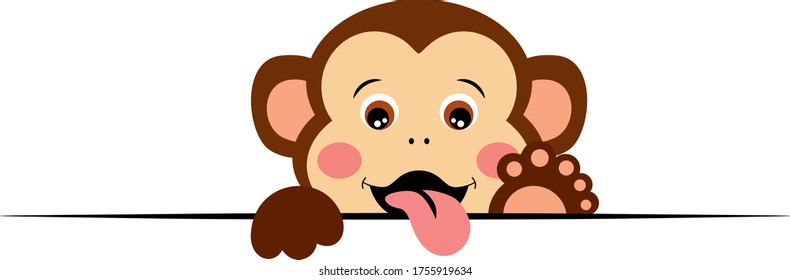 Cute Monkey Waving With Tongue Out