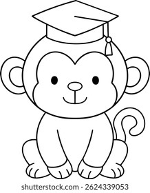 A Cute monkey wearing graduation cap, symbolizing achievement and celebration