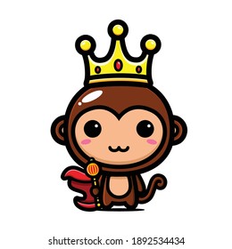 cute monkey wearing king crown