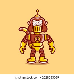 cute monkey wearing robot armor