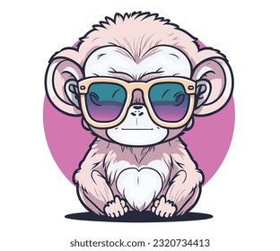 Cute monkey wearing sunglasses vector image