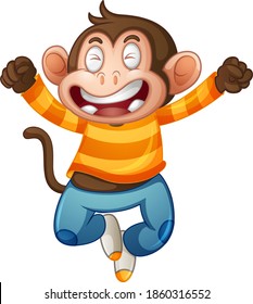 A cute monkey wearing t-shirt cartoon character isolated on white background illustration