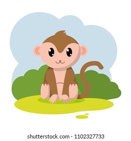 cute monkey wild animal in the landscape