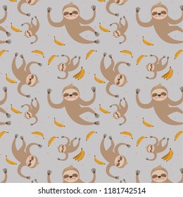 cute monkeys with bananas pattern