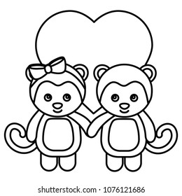 cute monkeys couple characters