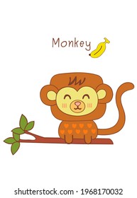 The cute monkeys smile happily vector.