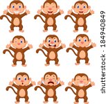 Cute monkeys in various expression 