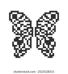 cute monochrome butterfly wings pixel art