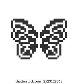 cute monochrome butterfly wings pixel art