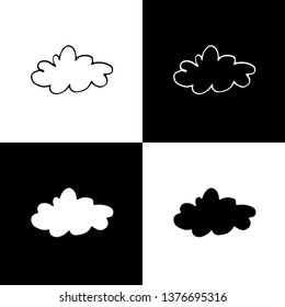 Cute monochrome cloud icon set for web sites and apps. Sweet doodle black and white cloud icon set. Isolated funny vector cloud icon set for various projects.