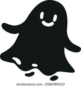 Cute monochrome ghost apparition vector illustration