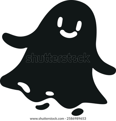 Cute monochrome ghost apparition vector illustration