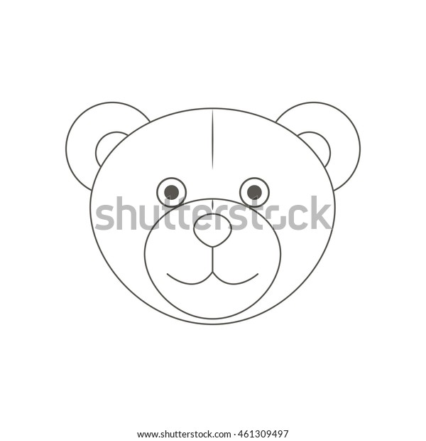 Cute Monochrome Outline Teddy Bears Head Stock Vector (Royalty Free ...