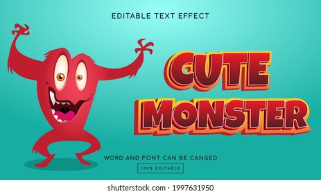 Cute Monster 3D Editable Text Effect Template