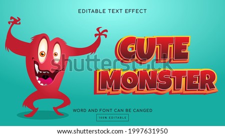 Cute monster 3D editable text effect template