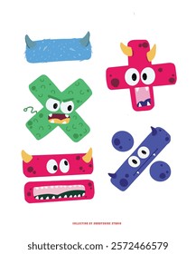 cute monster alfabeth sign vector