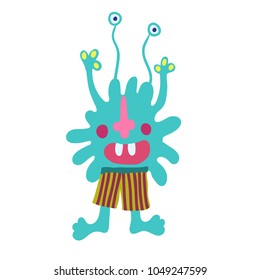 Cute monster, cute alien, artwork for kids clothes and other uses. Vector illustrationCute monster, cute alien, artwork for kids clothes and other uses. Vector illustration