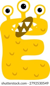 Cute Monster Alphabet Letter E Cartoon Illustration Design