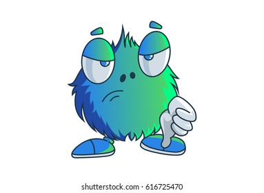 Cute Monster Angry. Vector Illustration. Isolated on a white background.