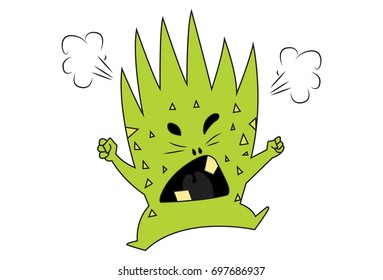 Cute Monster Angry. Vector Illustration. Isolated on white background.