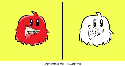 cute monster animal illustration for coloring book, vector design