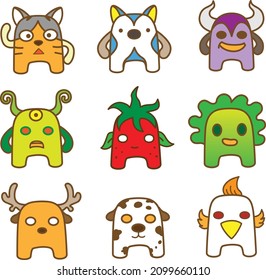 cute monster animals mutant robot