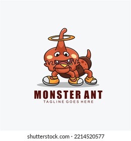 cute monster ant character mascot design template