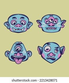 Cute Monster Art Vector Asset