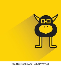 cute monster avatar with shadow on yellow background