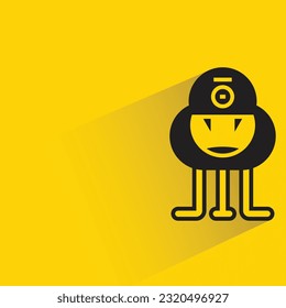 lindo avatar monstruo con sombra sobre fondo amarillo