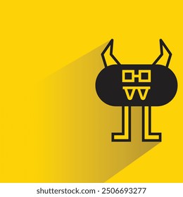 cute monster avatar with shadow on yellow background