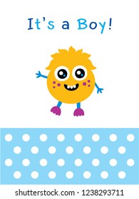 cute monster baby boy arrival greeting card.