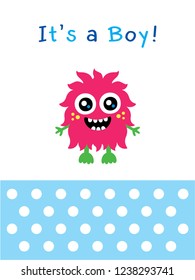 cute monster baby boy arrival greeting card.