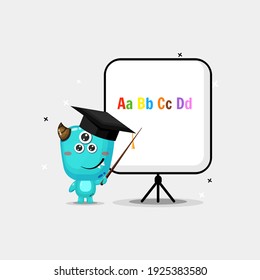 Cute monster becomes teacher vector design