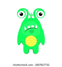Cute monster with big eyes, cartoon vector,alien monster illustration, isolated cartoon on white background.