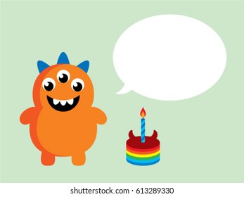 cute monster birthday greeting card