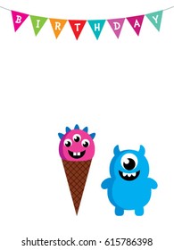 cute monster birthday greeting card