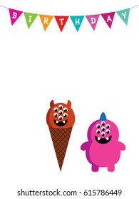 cute monster birthday greeting card