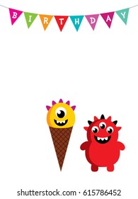 cute monster birthday greeting card