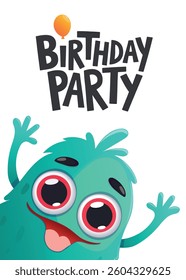 Cute monster birthday with. Vector illustration for greeting cards, banners, posters, flyers.