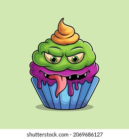 cute monster cake vector illustration