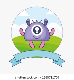 cute monster card in the field